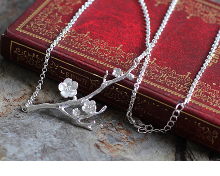 925 Sterling Silver  branches flower Necklaces & Pendants For Women High Quality Sterling-silver-jewelry