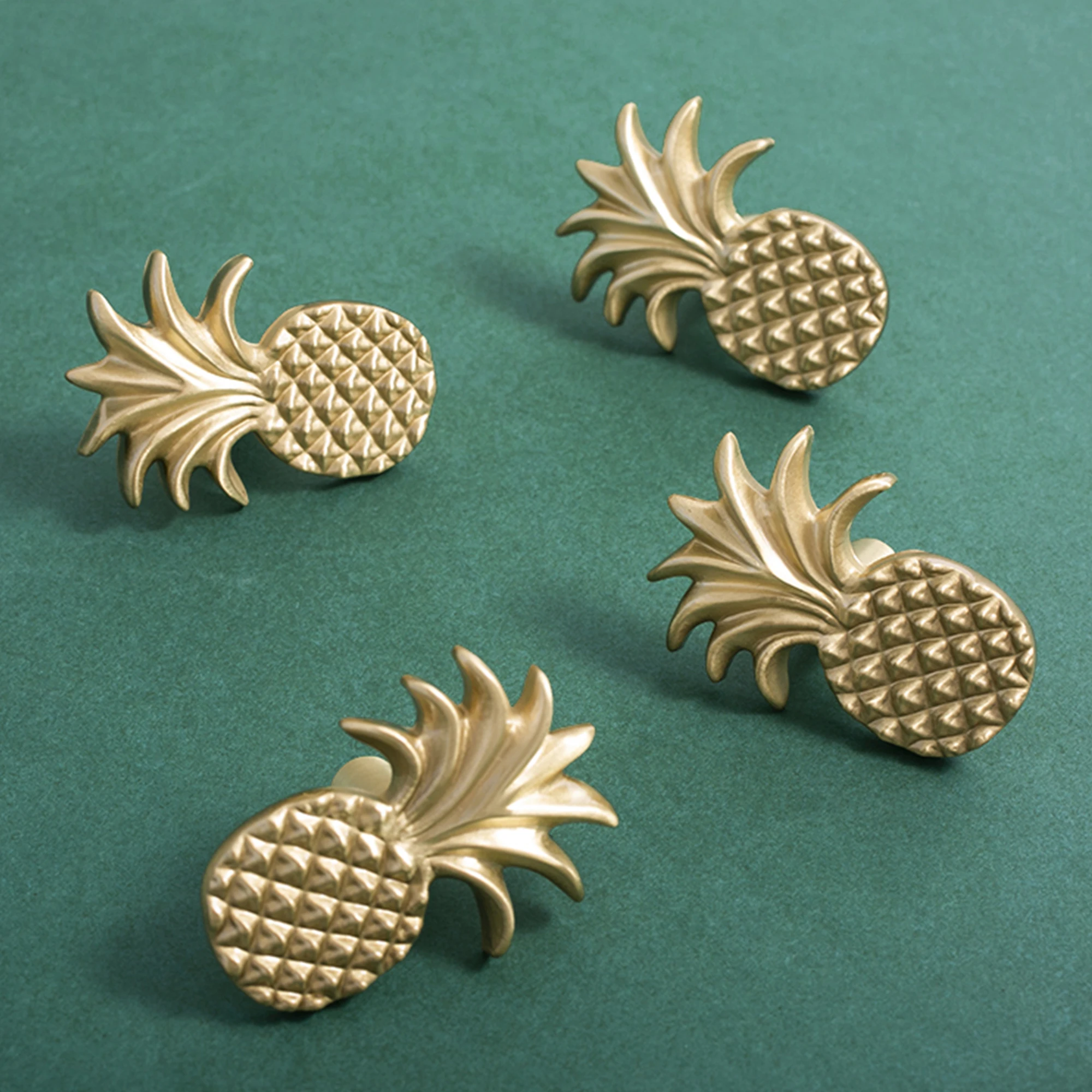 Pineapple shape Cabinet Knobs Handles Brass Furniture Hardware Gold Wardrobe Closet Pulls Kitchen Cupboard Handle Home Decre