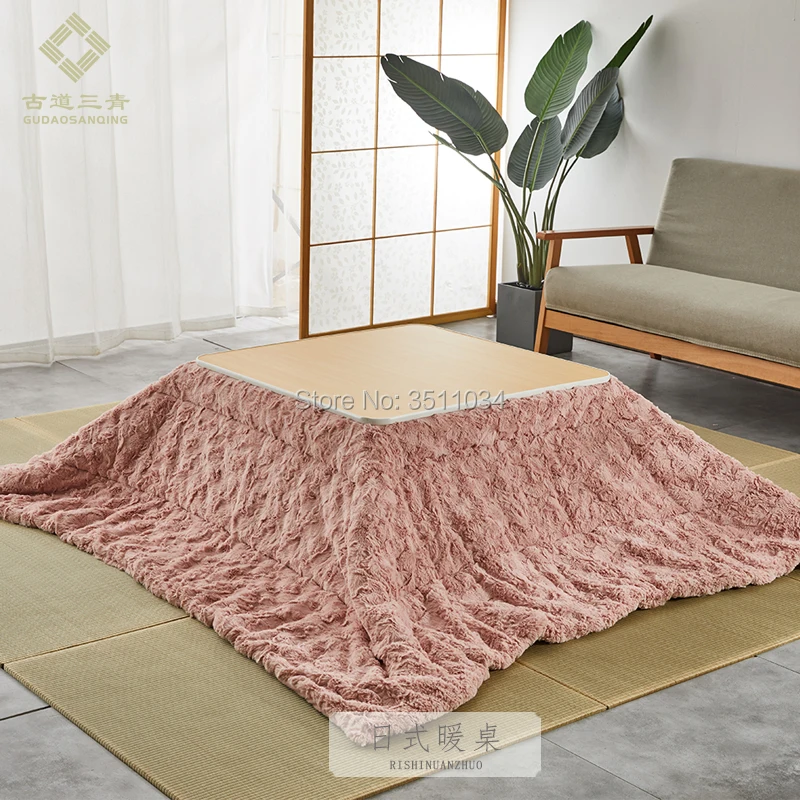 105x75cm japoński prostokąt Kotatsu Heat Table ogrzewacz do stóp podgrzewany niski Kotatsu kawy stół do komputera nogi do stołu zmontowany