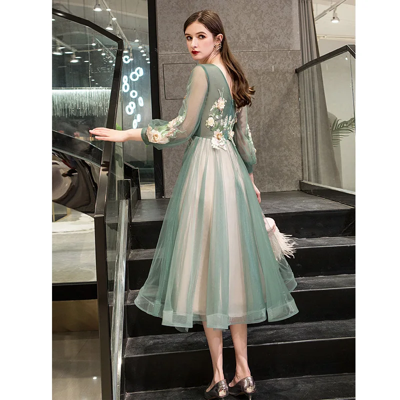 Customized Evening Dress Elegant O-Neck Appliques Plus Size Robe De Soiree Applieus Women Party Night Dresses