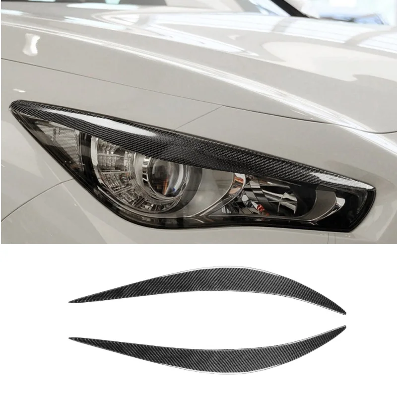 

Fit For Infiniti Q50 2014-2019 Carbon Fiber Headlights Eyebrows Eyelids Car Styling Front Headlamp Trim Cover Accessories