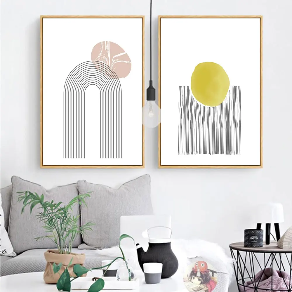 

Minimal Sun Poster Marble Nordic Line Art Print Abstract Arches Canvas Painting Modern Wall Picture For Living Room Home Decor