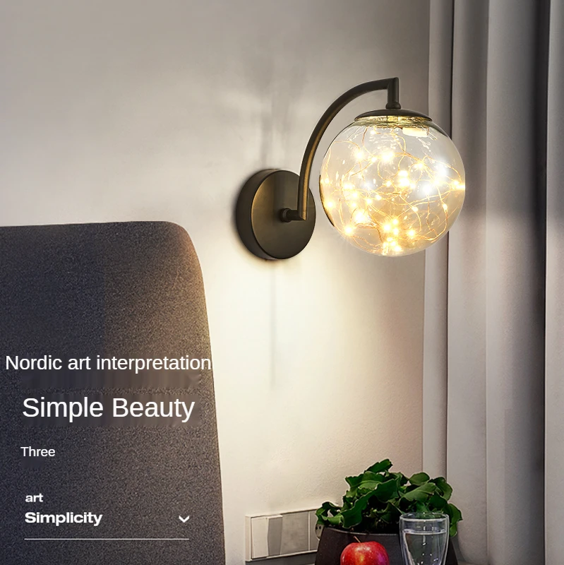 

Nordic Modern Led Wall Lamp Living Room Bedroom Background Wall Light Corridor Aisle Attic Bedside Lamp Home Creative Fixture