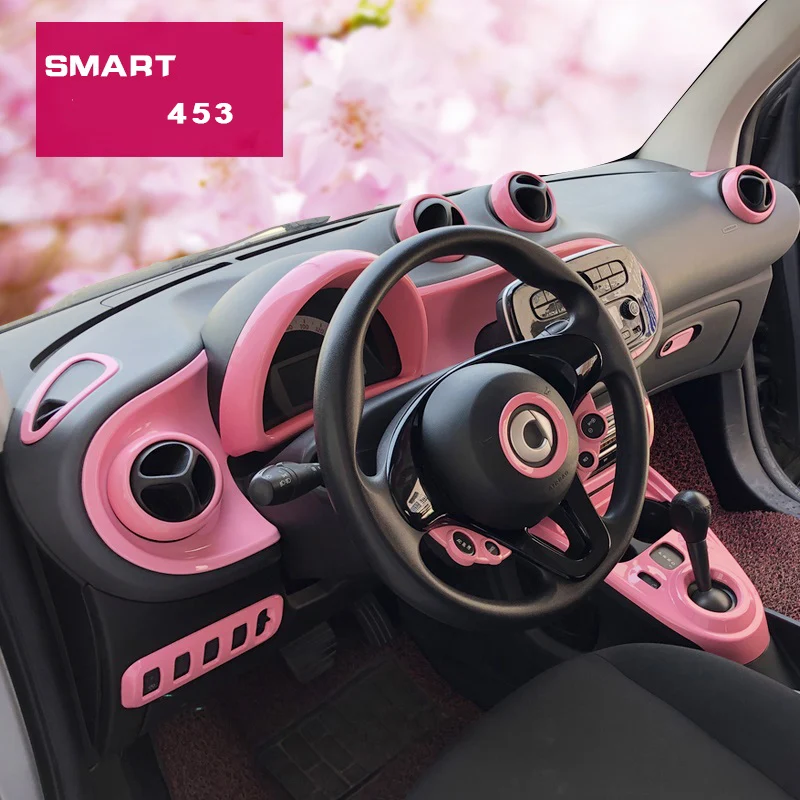 Pink Decorative Shell ABS Full Set Stickers Interior Cover For Smart 453 Fortwo Forfour Decorative Accessories stylish modify
