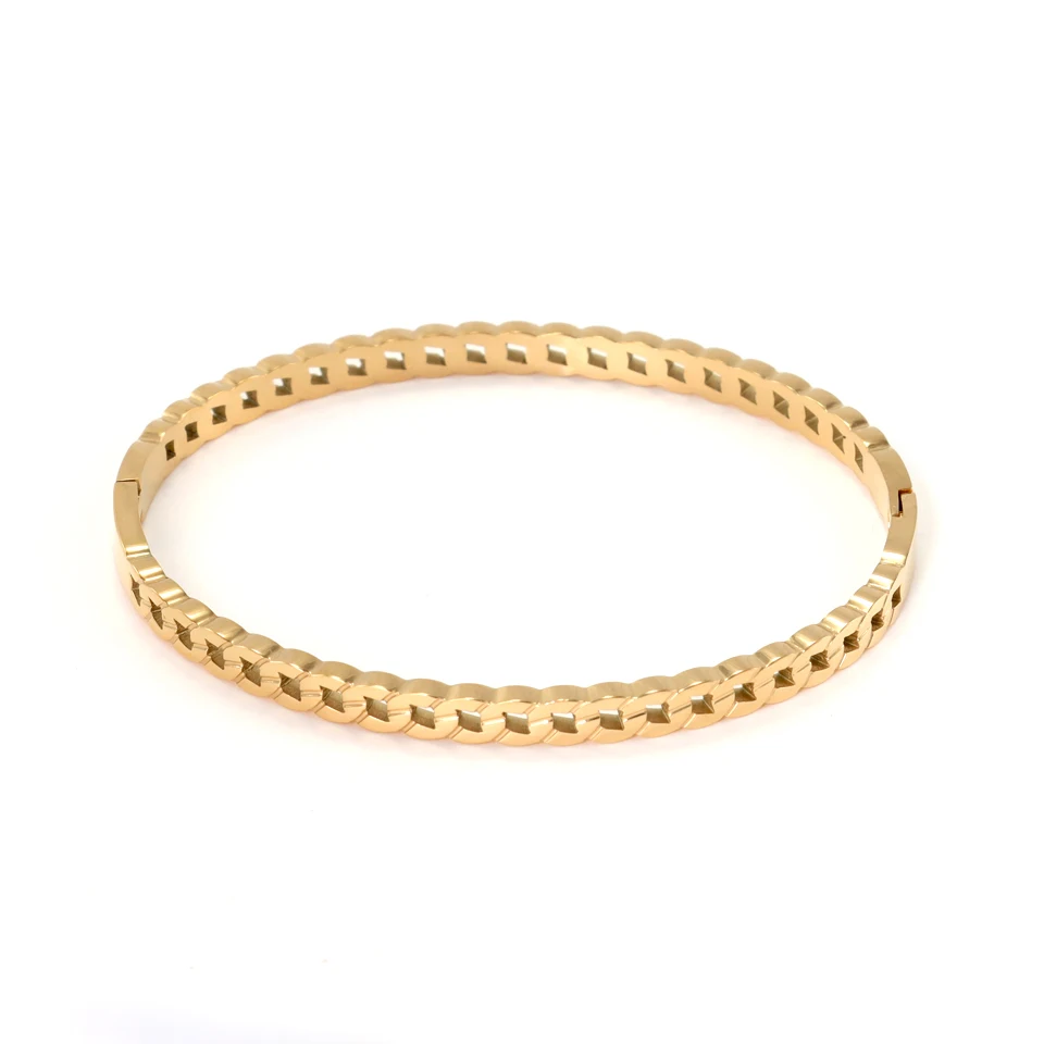 New High Quality 18 K Stainless Steel Hollow Bracelet For Women Gold Color Chain Shape Love Bangle Party Gifts Jewelry Wholesale