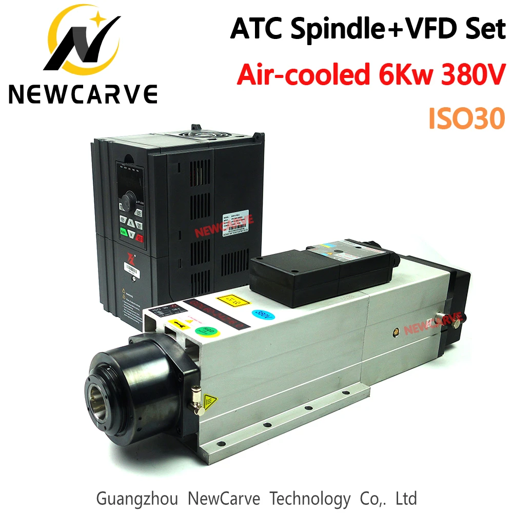 New Arrive! CNC ATC Set HQD 6KW ATC Spindle Air Cooled ISO30 + 7.5KW VFD 380V Fuling BEST Inverter For Engrave Machine NEWCARVE