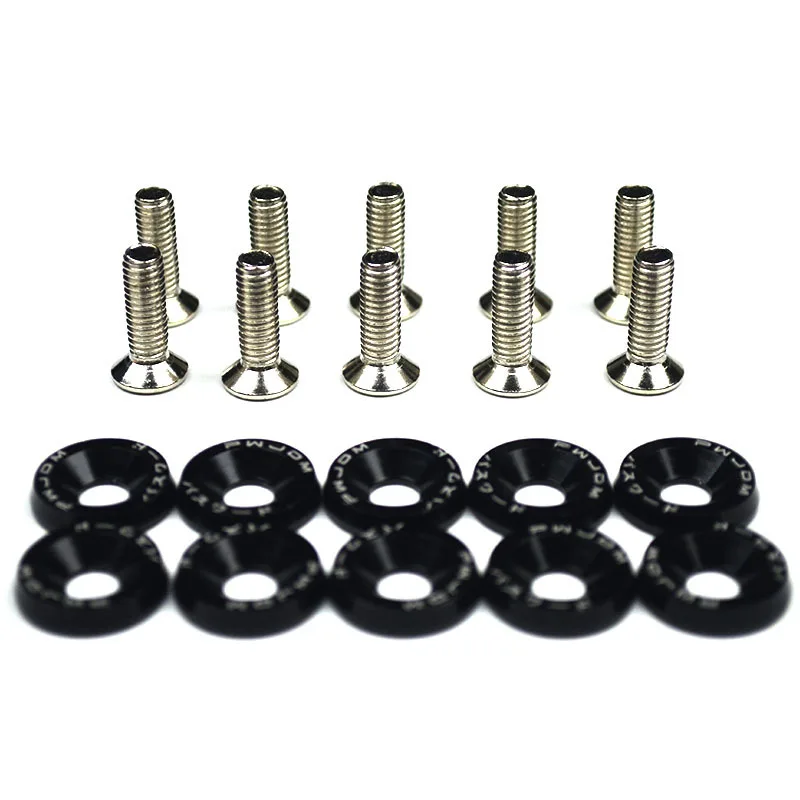 10pcs Color car screw M6 Washer Screw Hex Fasteners Modification Engine Concave Screws Fender Washer Bumper for auto