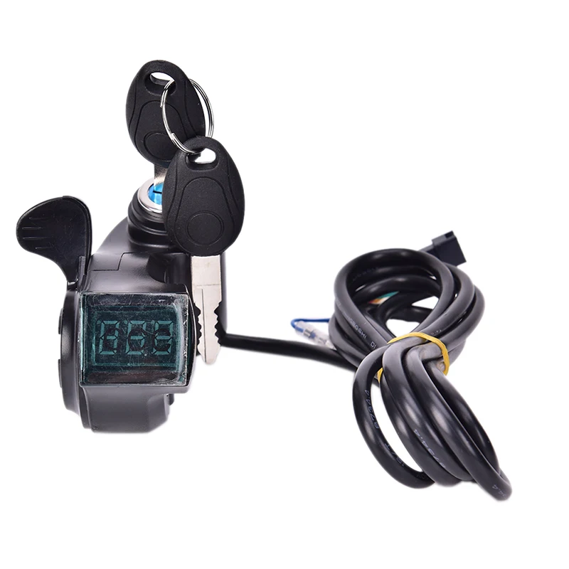 1 set Electric Bike Half Wrist Throttle Grip Handle LED Display Indicator/Lock Key Knock Half Twist Throttle