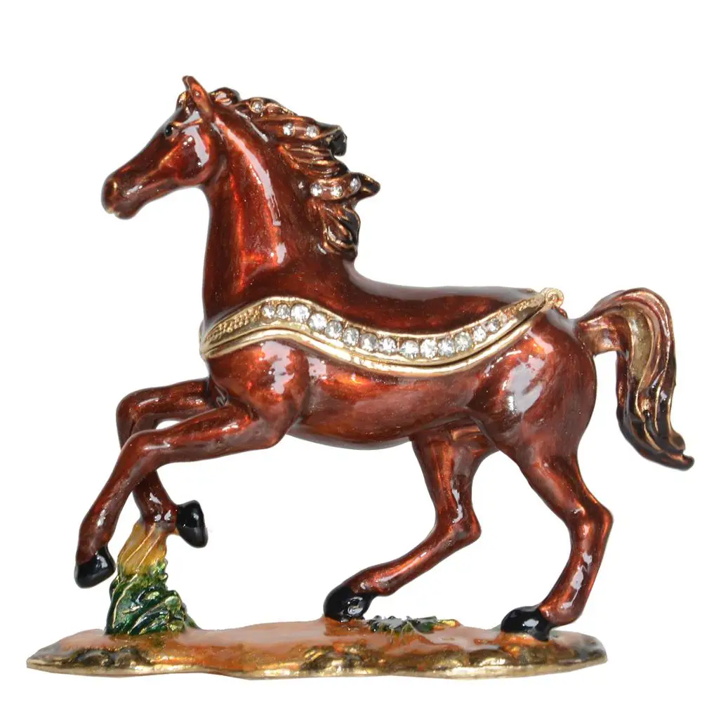 Arabian Horse Trinket Jewelry Box Hand Painted Decorative Ring Earring Holder Animal Fiqurine Collectibles