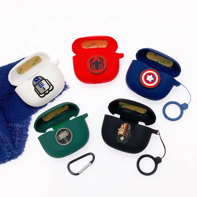 الكرتون مارفل حقيبة سماعة الاذن ل JBL Tune T120 T125 TWS سيليكون سماعة لاسلكية تعمل بالبلوتوث سماعة واقية غطاء ل JBL مع هوك