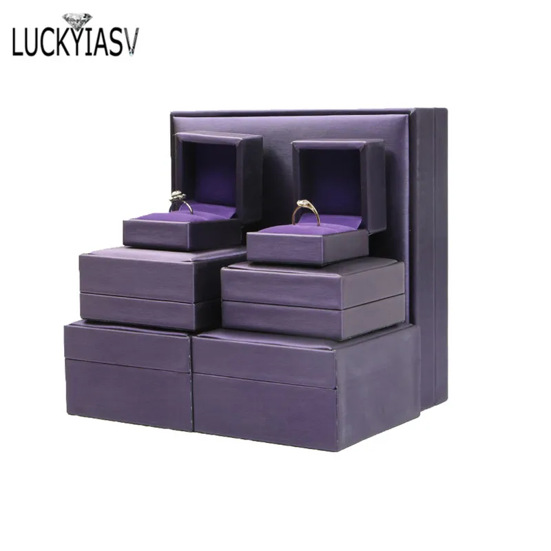 Jewelry Box Brushed PU Leather Ring Box Bracelet Necklace Box Pendant Gift Box For Jewelry Wedding Gift Box Jewelry Storage Box