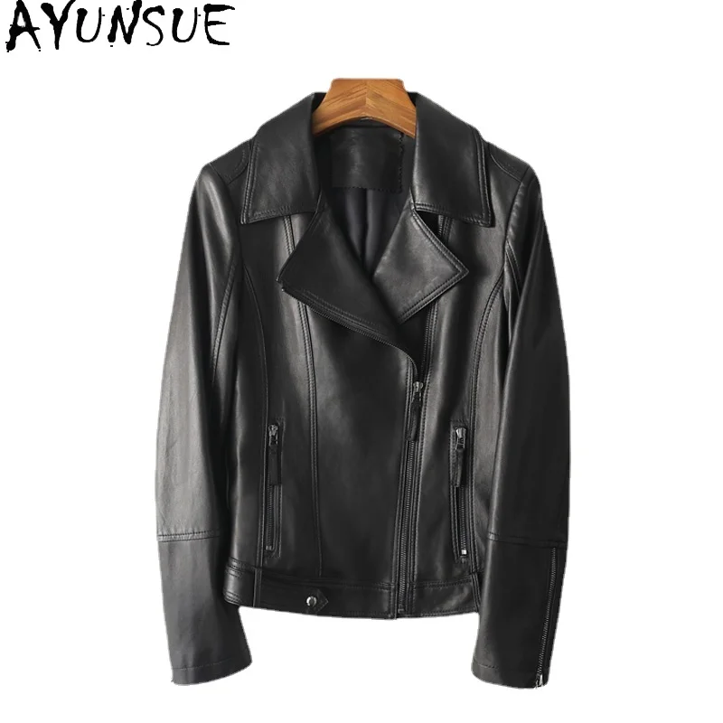 

AYUNSUE 2021 Real Sheepskin Clothes for Women Geniune Leather Jacket Woman Short Korean Style Outerwear Blouson Cuir Femme SQQ21