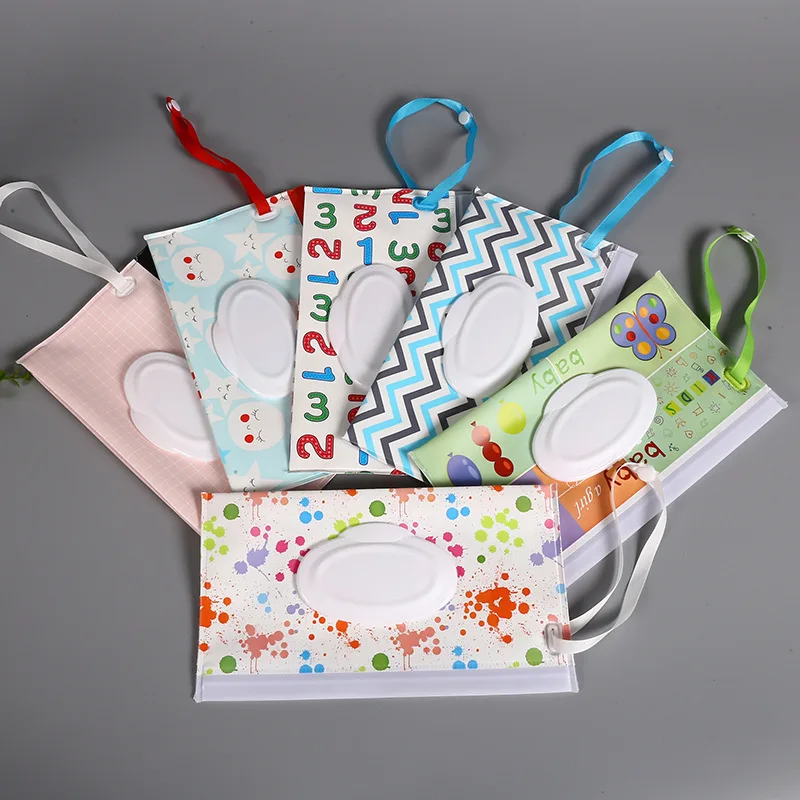 Support portable pour lingettes en poudre pour bébé, étui à lingettes, housse à rabat, sangle à pression, réutilisable, quotidien, sac à lingettes,