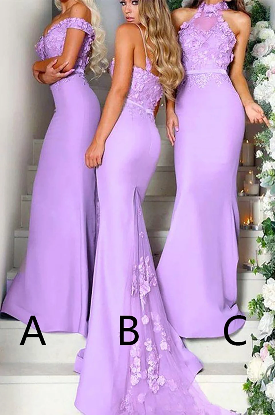 Mermaid Trumpet Elastic Satin Formal Dresses Off-Shoulder Prom Party Gown Sweetheart Dress Lace Bridesmaid Dresses