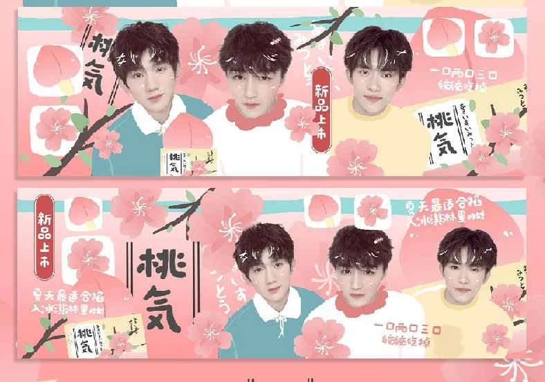 5 PCS TFBOYS Wang Yuan Roy Wang Junkai Karry Yi Yang Qianxi Jakson Cute Photo Animation Slogan Catchphrase Fans Collection Gift