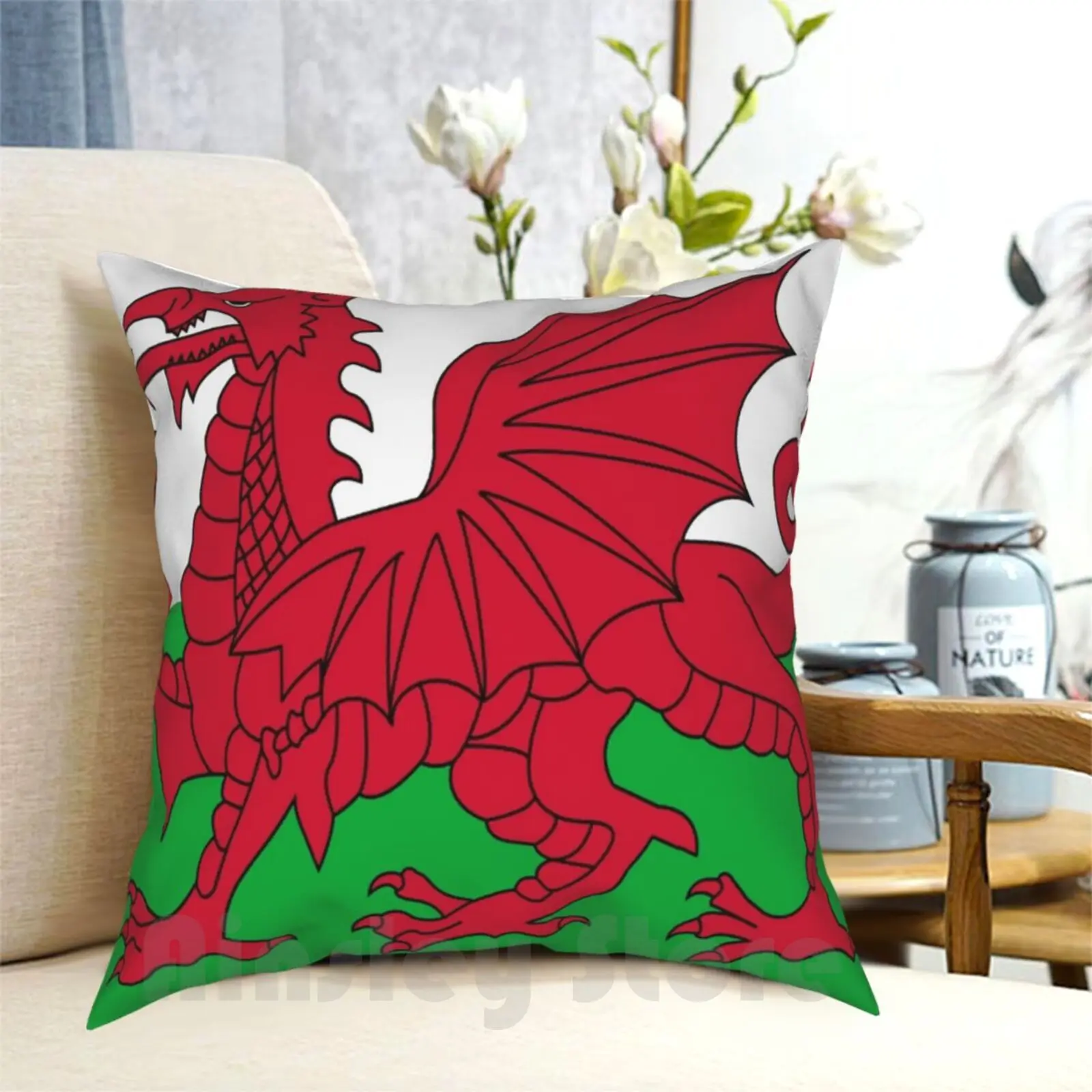 Welsh Flag-Wales Red Dragon Pillow Case Printed Home Soft DIY Pillow cover Welsh Flag Wales Flags Language Culture Dialect