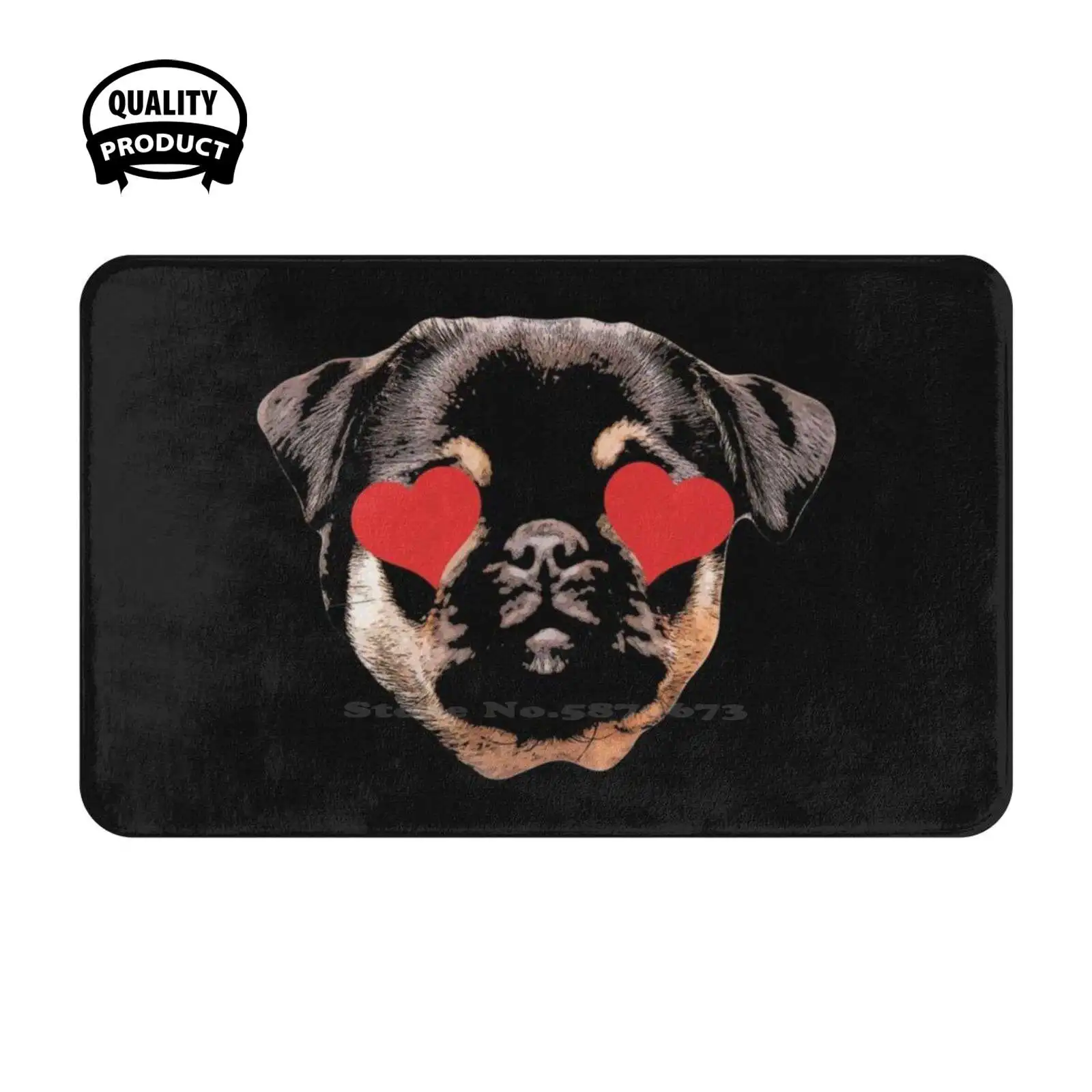 Love Soft Cushion Home Carpet Door Mat Car Rug Twitch Emote Hearts Dog Pug Love