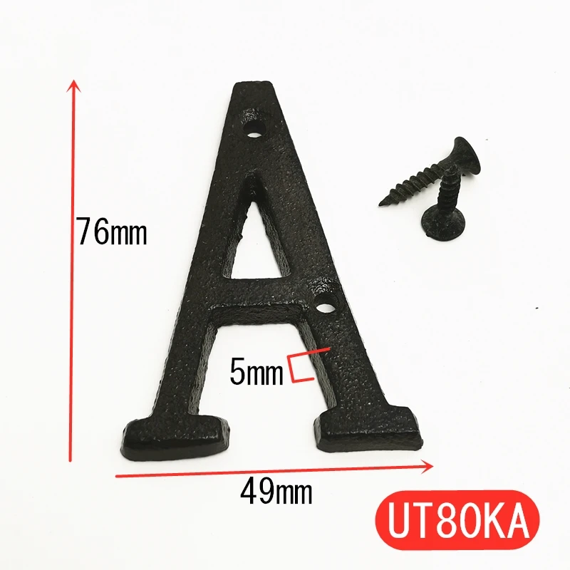 2pcs Black Iron House Number Gate Digits 0 to 9 Iron Number Letter Tag Numeral Door Plaque House Sign Craft Plating With Screws