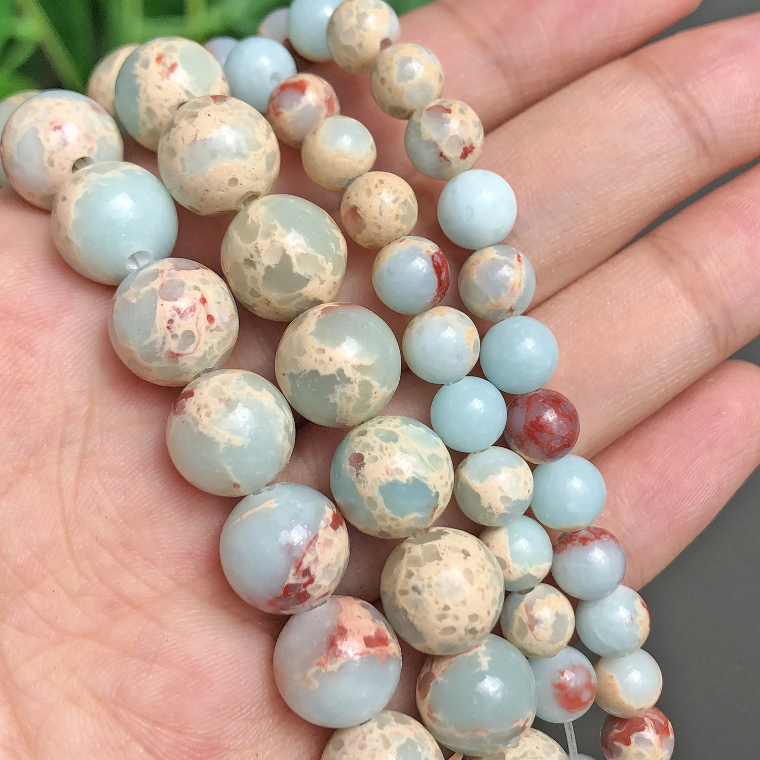 4/6/8/10/12mm Natural ShouShan Stone Snakeskin Blue Stone Beads Round Loose Spacer Beads For Jewelry Making diy Bracelet