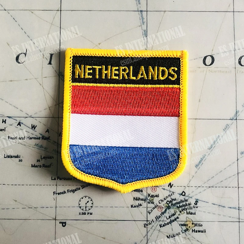 NETHERLANDS National Flag Embroidery Patches Badge Shield And Square Shape Pin One Set On The Cloth Armband  Backpack Decoration