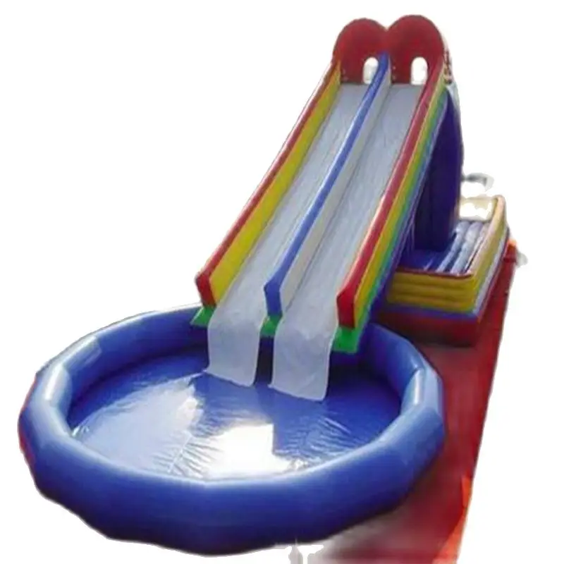 inflatable amusement center park swimming pool with slide and climbing wall