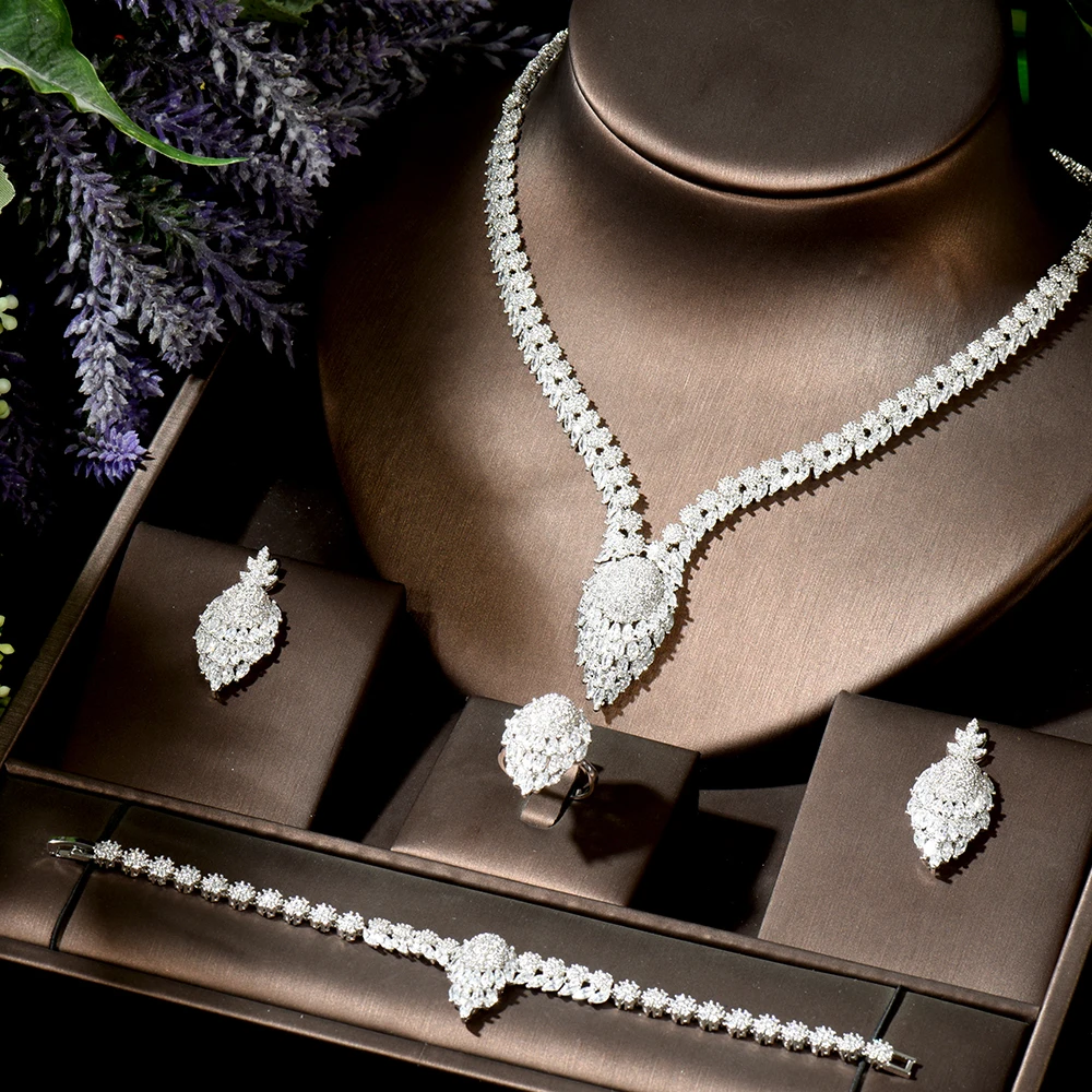 

HIBRIDE Famous Balls Luxury Nigerian Dubai Jewelry Sets For Women Cubic Zircon Wedding Bridal Jewelry Sets 2021bijoux N-1846