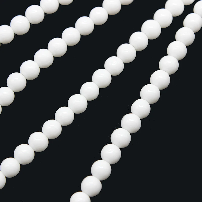 Natural Stone White Porcelain Glass Stone Beads  Loose Round Beads For Jewelry Making DIY Bracelet Accessories 15\