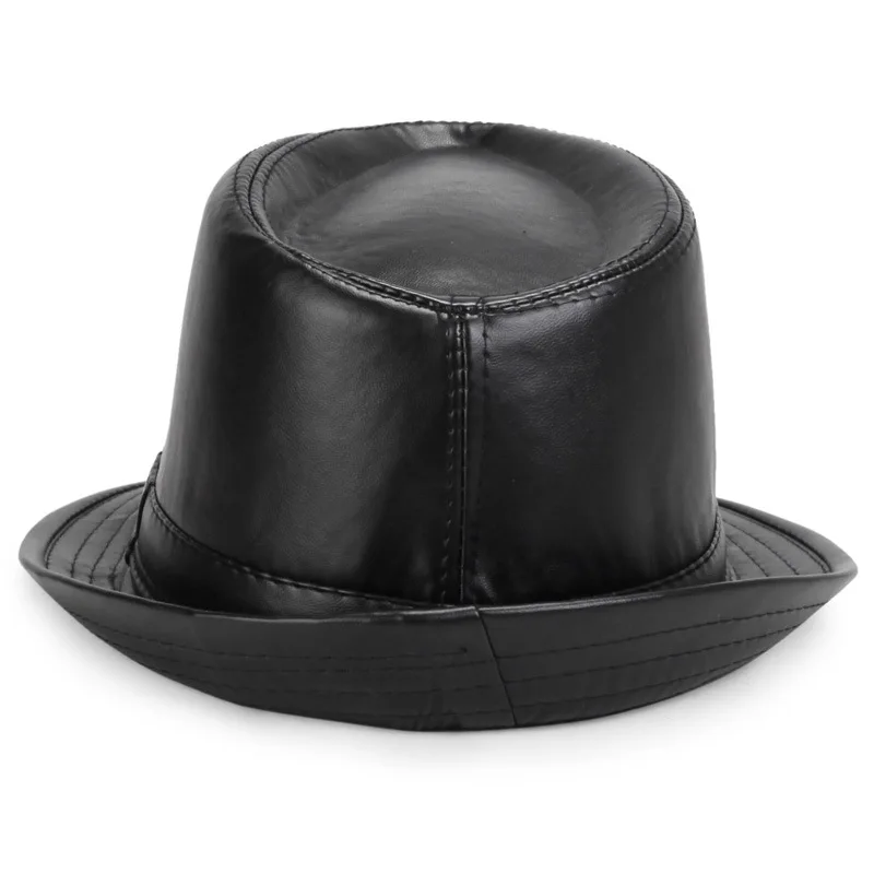 Wide Brim Stetson Fedoras British Hats For Men/Women Gentman Black Fitted Jazz Hip-Pop Gorras cap Solid color Leather Man\'s hat