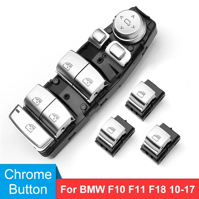 4Pcs Chrome Driver Window Lifter Master Switch Panl Control Button For BMW F02 F06 F07 F10 F11 F25 X3 5/7 Series Car Accessories