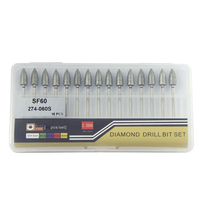 5pcs Dental Diamond Bur HP Drill Bit Lab Material Grinding Polish Burs Dentistry Tools Zirconia Ceramics Crowns Polisher