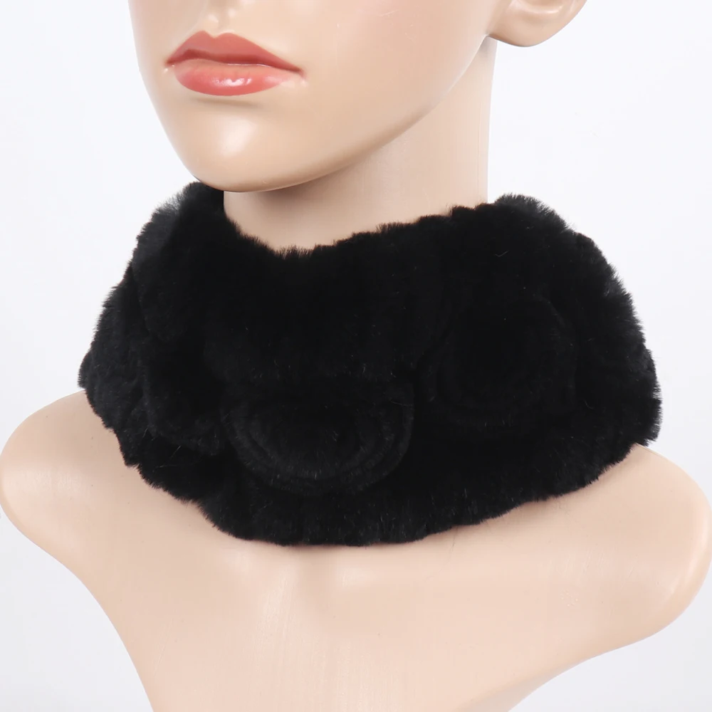 Damen Elastischer Blumen-Schal aus echtem Rex-Kaninchenfell, Natürlich Warmer Rex-Kaninchenfell-Stirnband, Damen Winter Echt-Rex-Kaninchenfell-Schals – Detail 35