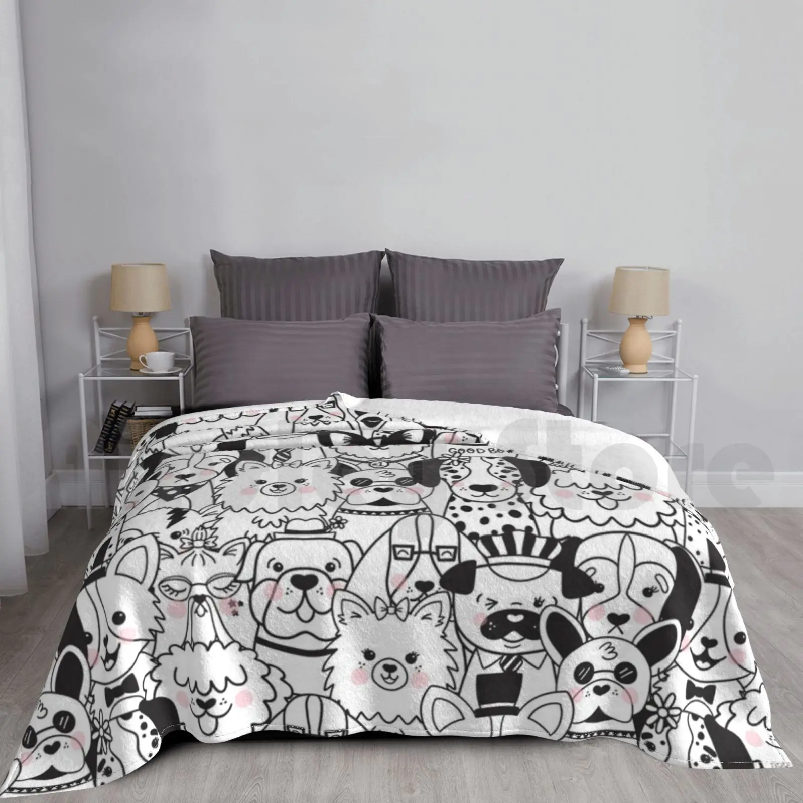 Puppy Party Blanket For Sofa Bed Travel Dogs Puppies Puppy Corgi Dalmatian Bull Dog Sheepdog Chihuahua Hound