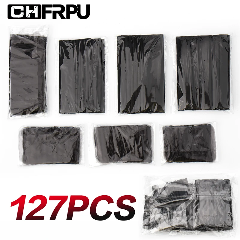 

127 pcs/bag heat shrinkable tube kit shrink various polyolefin insulation sleeve heat shrinkable tube wire and cable 7 size 2: 1