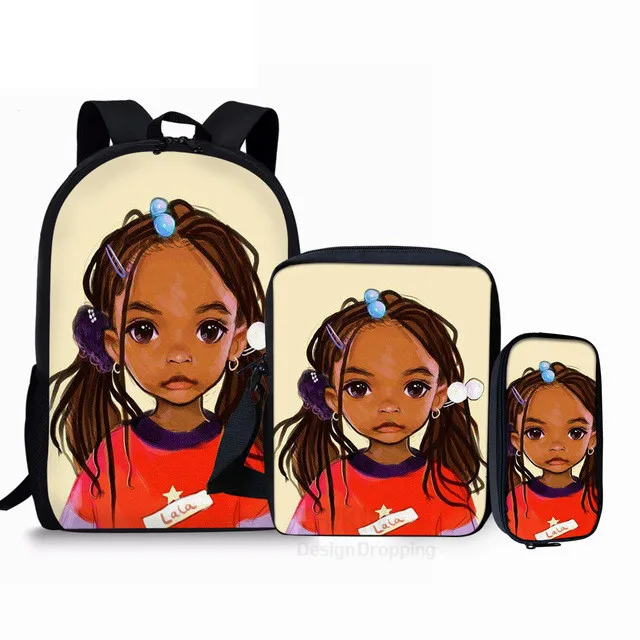 

African American Toddler School Message Bag Cute Black Afro Girl Magic Book Backpack Kids Bagpack Shoulder Book Bags Satchel