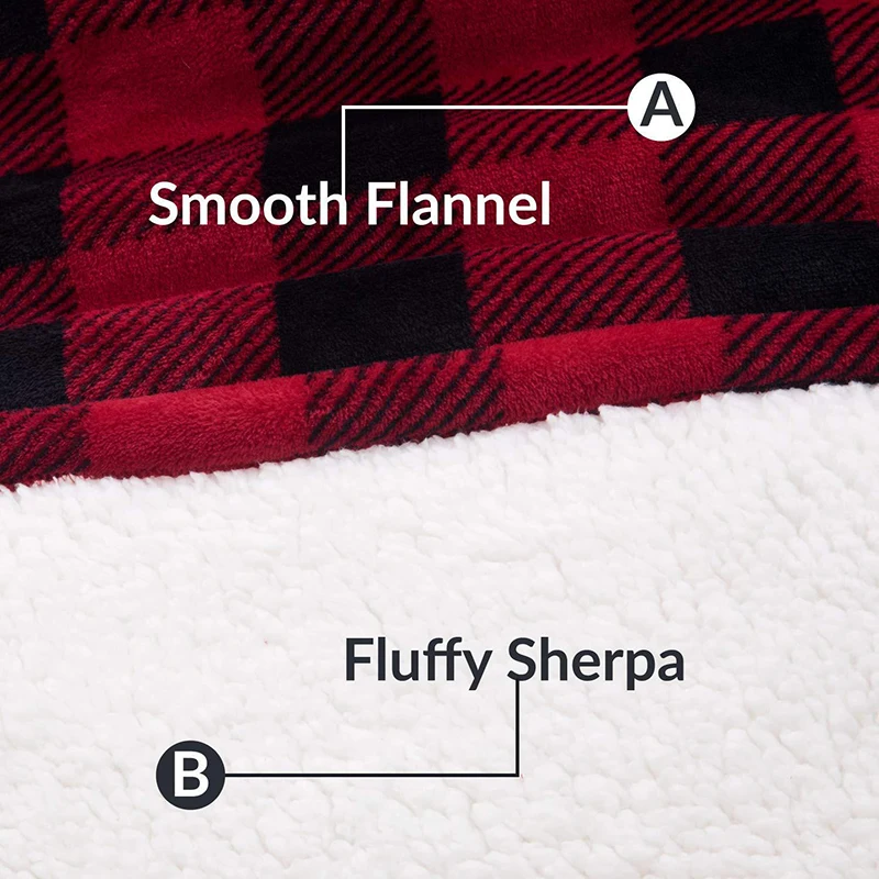 Soft Plaid Blanket Adult Winter Plush Fleece Wearable Hooded Blanket With Sleeves Warm Sherpa Weighted Flannel Blanket Hoodie