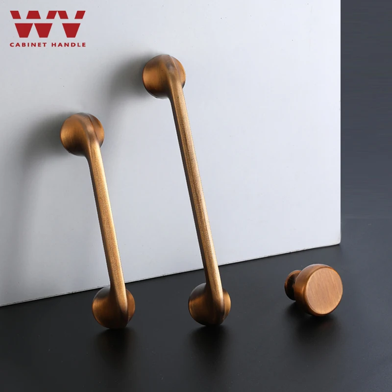 WV Yellow Bronze Gray Furniture Handle Vintage American Style Brass Kitchen Cabinet Handles Drawer Knobs Door Pulls Hardware 993