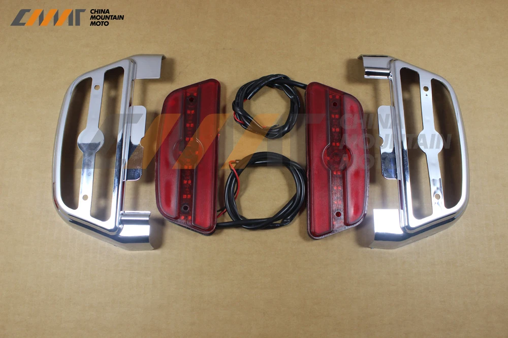 Chrome LED Light Passenger floorboard Cover ABS For Harley Softail Touring Trike