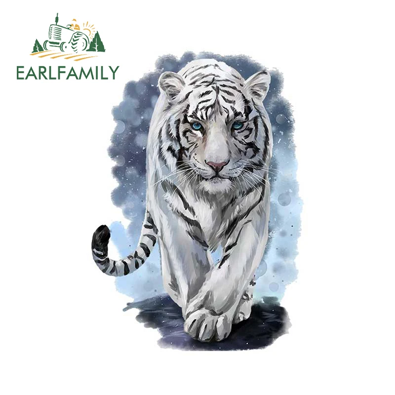 EARLFAMILY 13cm x 9.2cm for Tiger Car Stickers Cartoon Personality Decals Scratch-Proof Bumper Caravan Decor Car Styling