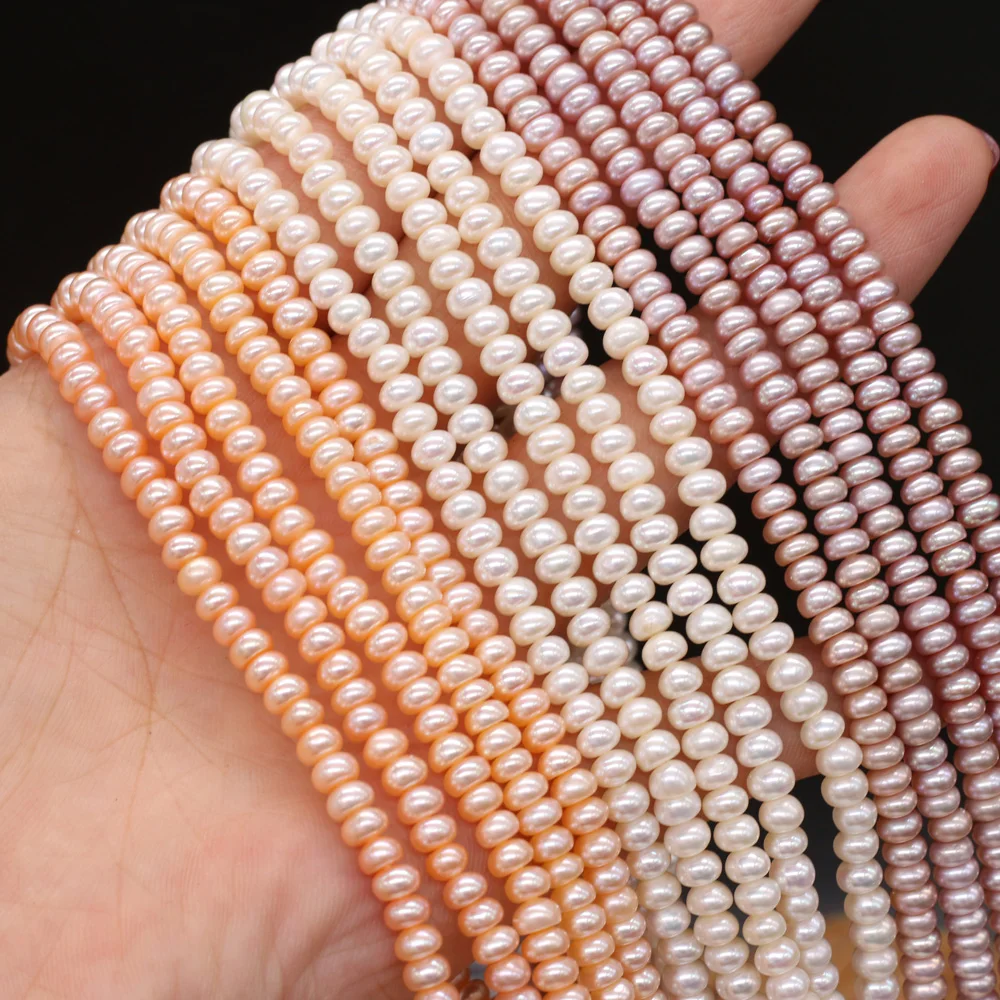 Natural Freshwater Pearl Beads Flat shape Loose isolation Beads For jewelry making DIY necklace bracelet accessories Size 4-5mm