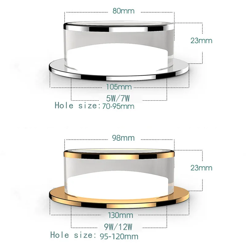 Crystal Recessed Led Ceiling Downlight Lamp 220V 230V 5W 7W 9W 12W Spot Lights Fixtures For Home Indoor Lighting