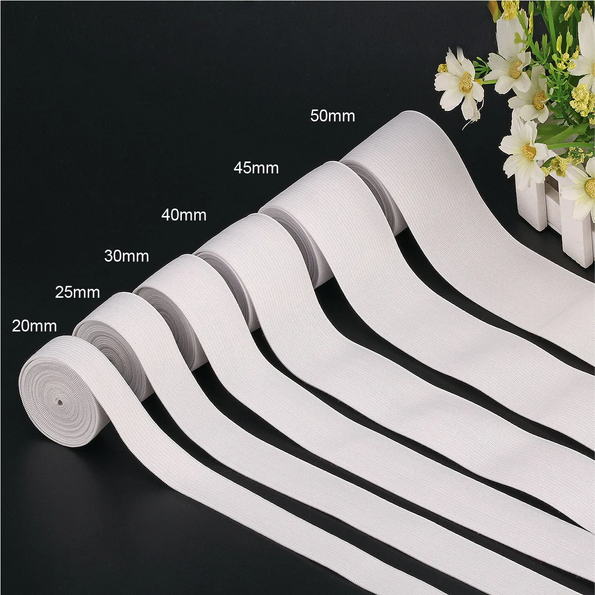 Width 15mm-60mm White Black Wide Elastic Band for Sewing Flat High Elastic Rubber Cord Tape Rope Ribbon Belt Clothes Accessories