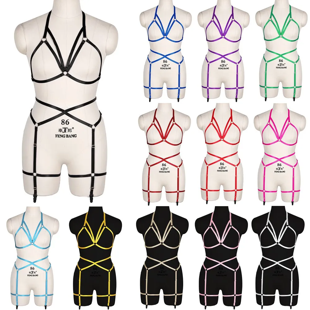 

Harness Lingerie Set Full Body Sexy Gothic Cage Bra Fetish Chest Belt Strappy Adjust Plus Size Soft Top Party Club Festival Rave