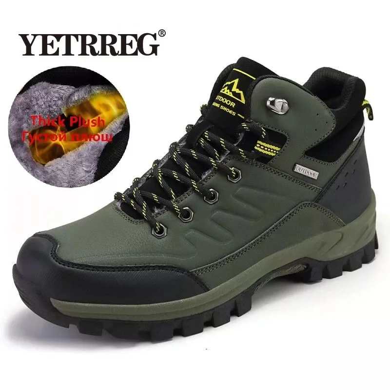 Brand Winter Men\'s Boots Warm Men\'s Snow Boots High Quality Leather Waterproof Men Sneakers Outdoor Men Hiking Boots Work Shoes