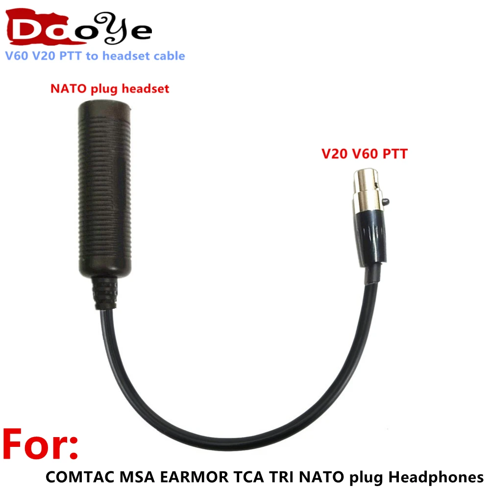 For connect the FCS V20 V60 PTT with the COMTAC MSA TCA TRI Headphones  cable to connect，KN6 plug to U174 mother  connector