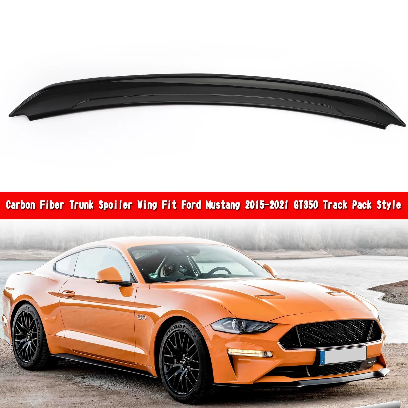 Artudatech Gloss Black Trunk Spoiler Wing Fit For Ford Mustang 2015-21 GT350 Track Pack Style Car Accessories