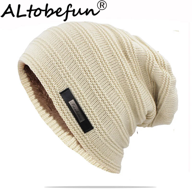 ALTOBEFUN Winter Warm Hat For Adult Unisex Outdoor New Wool Men Women Knitted Beanies Skullies Casual Cotton Hats Cap HT145B