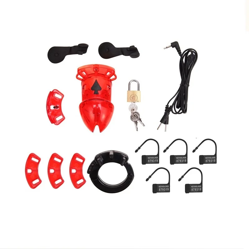 DIY Electric shock male electro plastic Chastity Device cage penis ring ball bondage remote control unit BDSM  sex toy for man