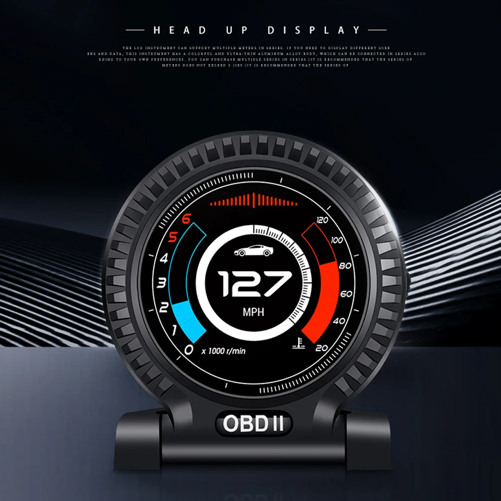 

Fashion OBD2 Dashboard Head Up Display LCD Car Monitor Computer Speed Mileage RPM Turbo Boost Alarm System HUD Gift Stylish