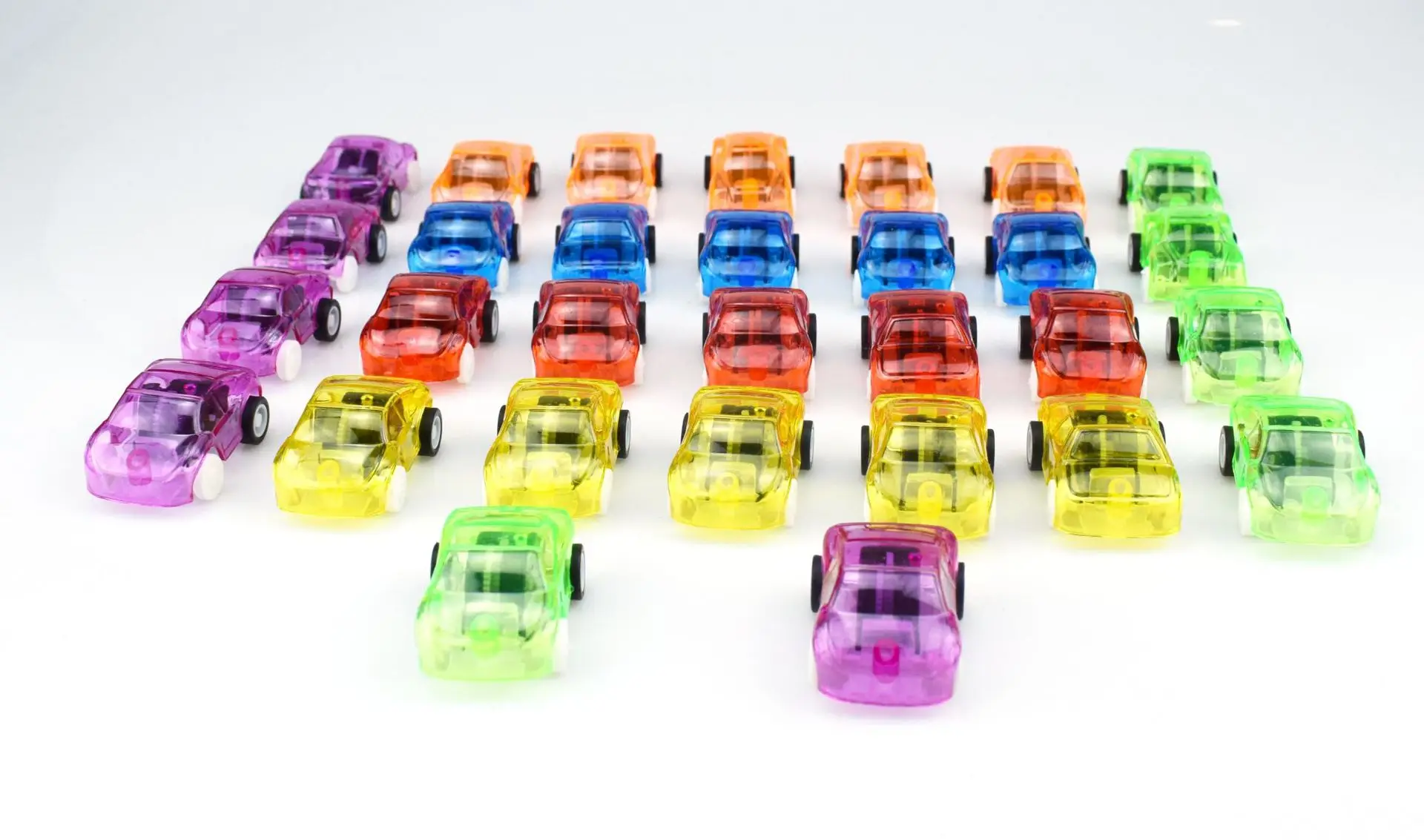 50PCS/lot Candy color transparent mini pull back car children's costume capsule toy Funny toys for boy