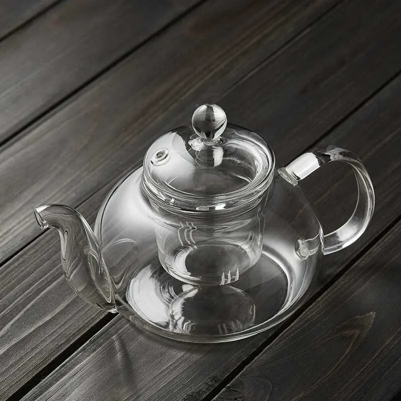 F 2sets/pack Volume=800ml Heat Resistant High Borosilicate Handle Glass Teapot Herbal Tea Pot With Strainer Lid